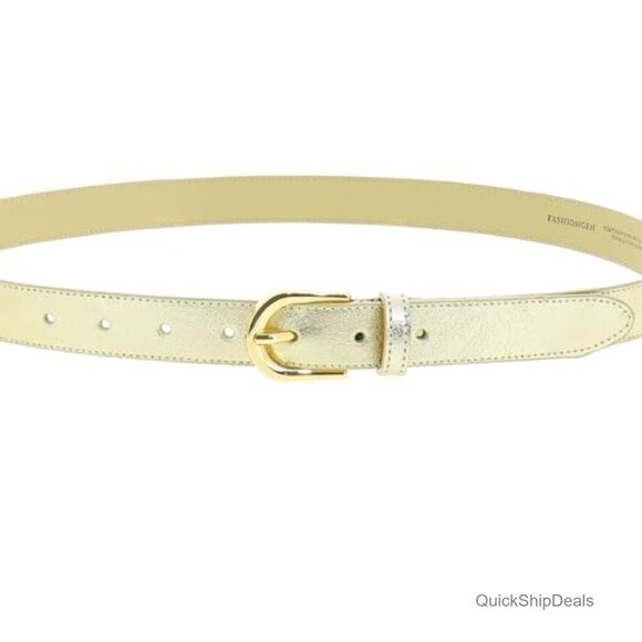 Genuine Italian Leather Belt, Slim Design, Polished Brass Buckle